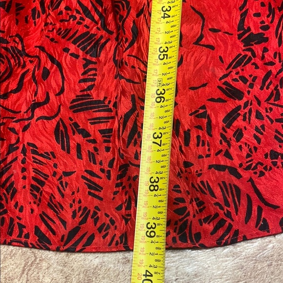 Vintage Lauren Alexandra Red Silk Size 12 Midi Dress - Picture 9 of 15